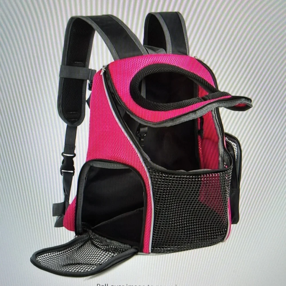 Pet Carrier Backpack, Pet Front or Back Dog/Cat Carrier, Sz Medium Pink